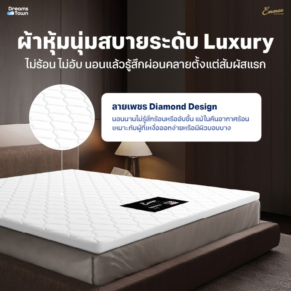 EMMAS BOSTON TOPPER PLUS ยางพาราแท้ ที่นอนปิคนิค ความหนา 2 นิ้ว 6 ฟุต_4